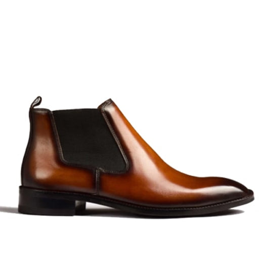 Classic Chelsea Round Toe Shiny Boots