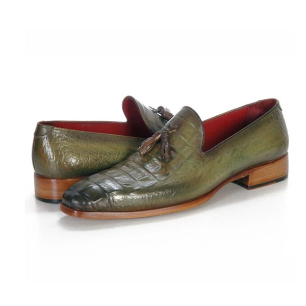 Embossed Leather Tassel Loafer