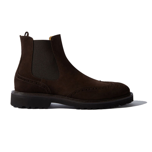 Wingtip High Ankle Dark Brown Suede Boots
