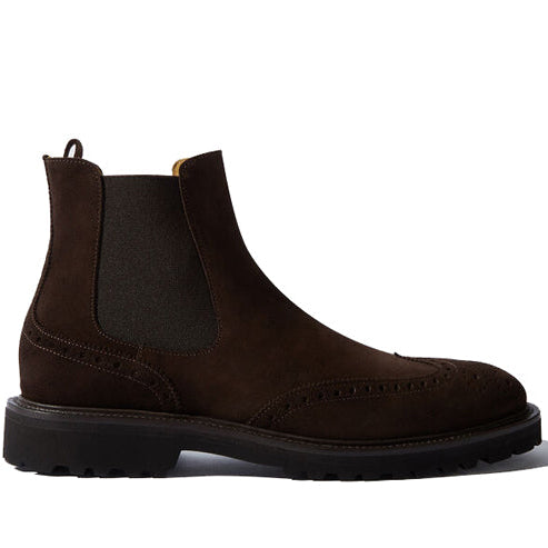 Wingtip High Ankle Dark Brown Suede Boots 644