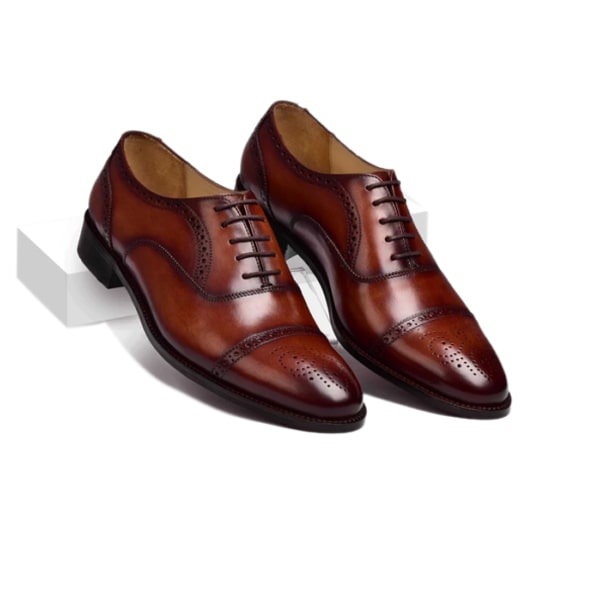 Wingtip Captoe Italian Dress up Dark Brown Men Shoes
