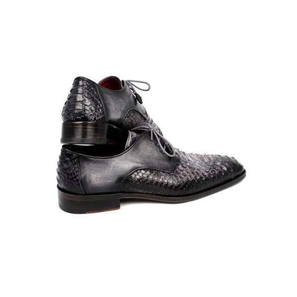 Derby Blucher Genuine Grey Leather Alligator Shoes