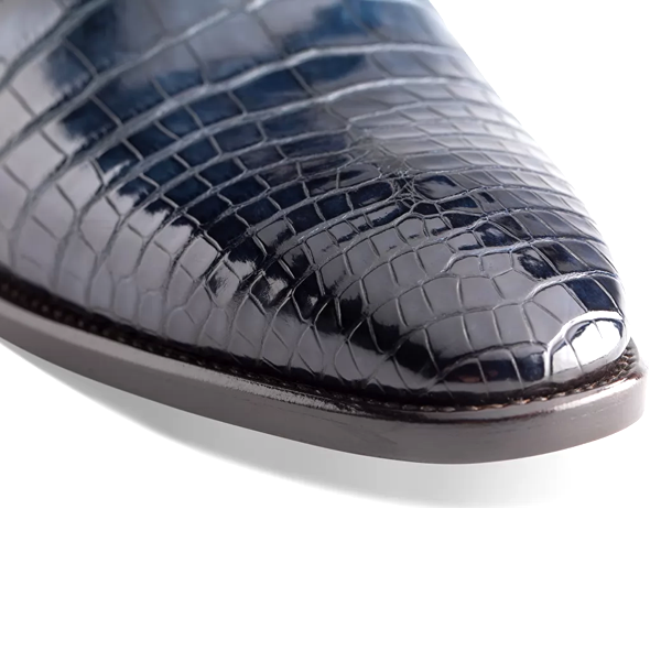 Derby Blucher Blue Italian Leather Shoes