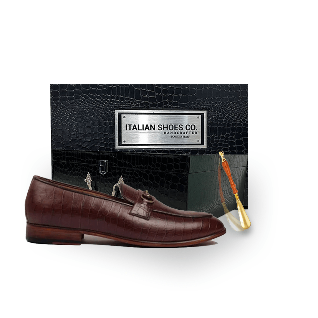 Penny Handmade Shiny Leather Buckled Loafers