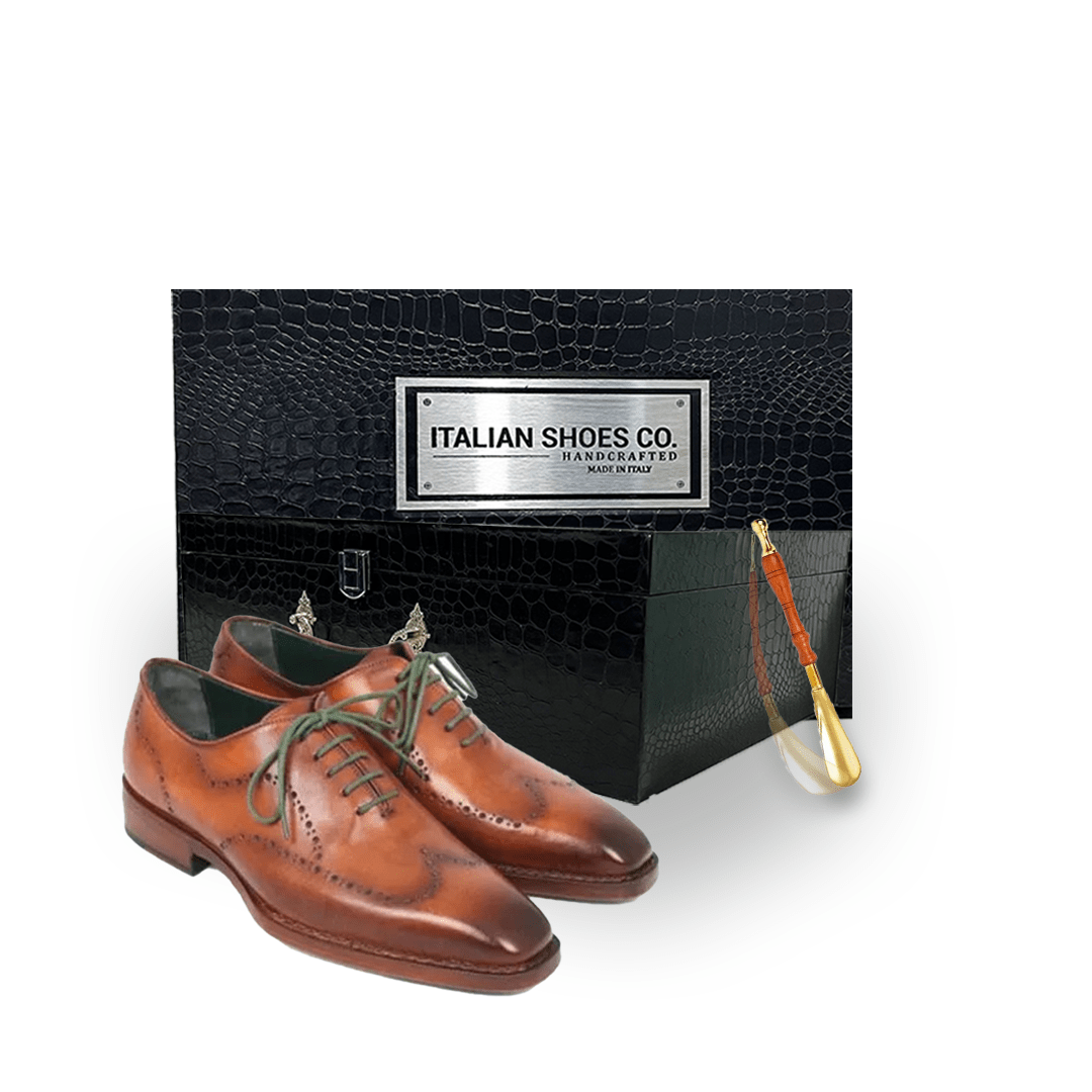 Wingtip Oxford Green Lace Up Brown Shoes