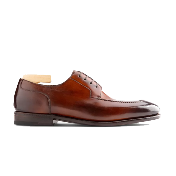 Derby Blucher Brown Pure Leather Shoes India 603