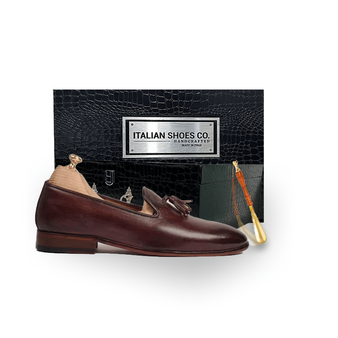 Tassel Burgundy Leather Hand Polished Loafer