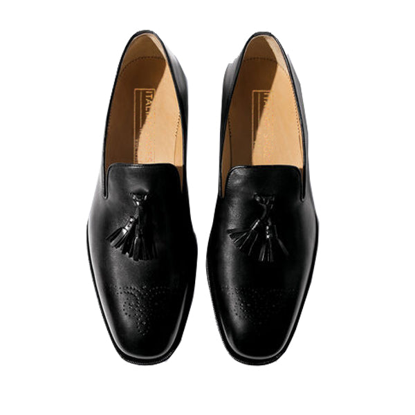 Tassel Leather Black Loafer