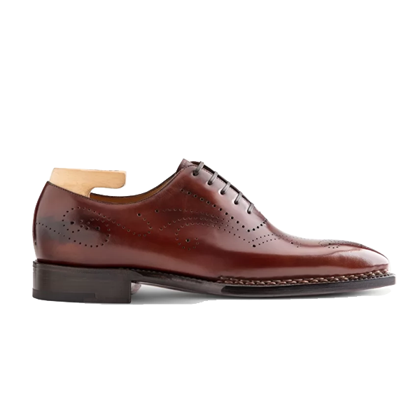 Oxford Dark Brown Leather Shoes In Pure Italian Leather display picture 2