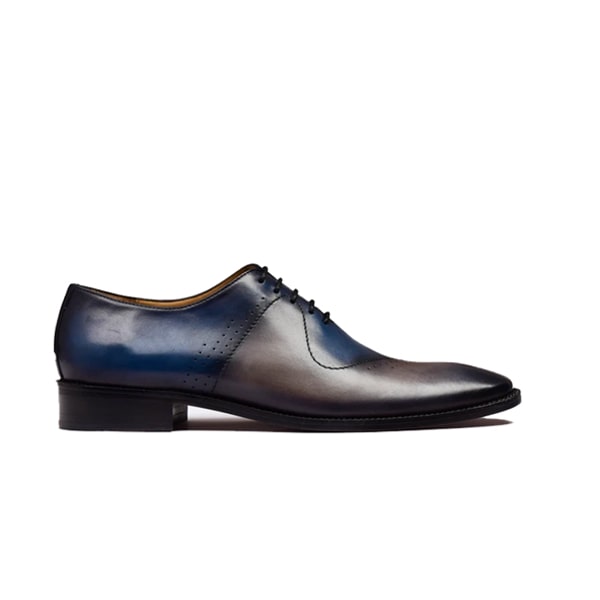 Dual-Shade Navy Brown Lace-Up Oxford Shoe