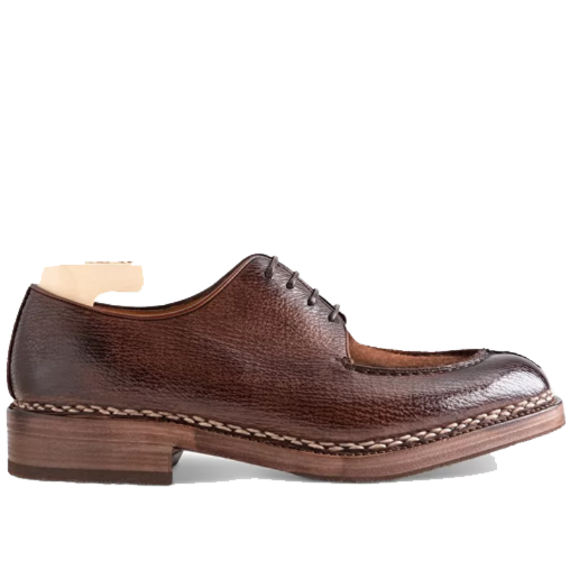 Derby Blucher Brown Leather Man Shoes India 607