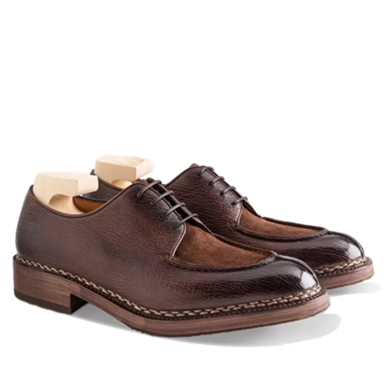 Man Derby Blucher Brown Leather Shoes India