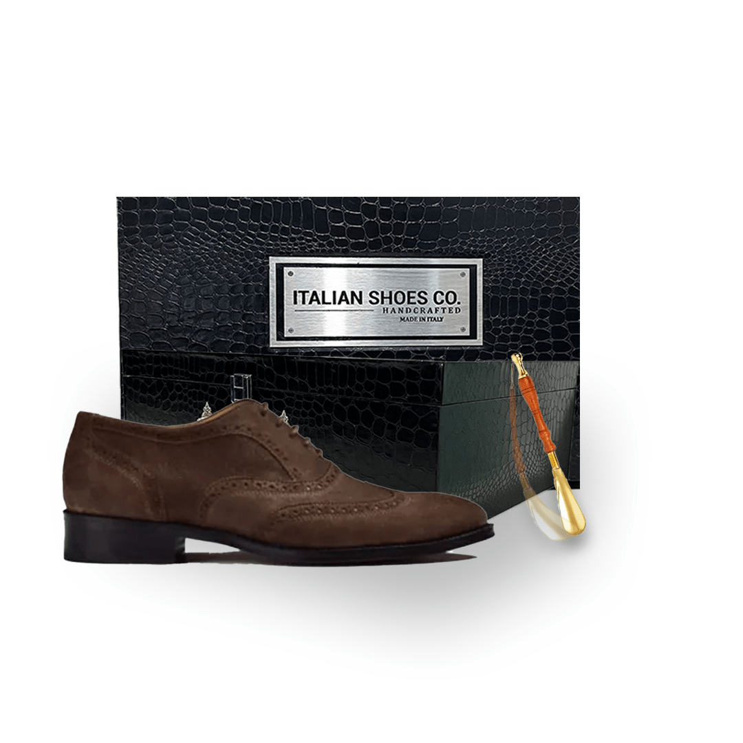 Wingtip Suede Leather Derby Shoes