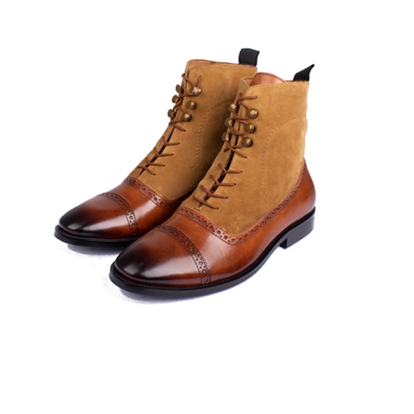 Captoe Suede High Ankle Tan Boots