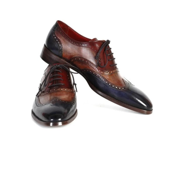 Wingtip Oxford Round Toe Italian Shoes with Black laces