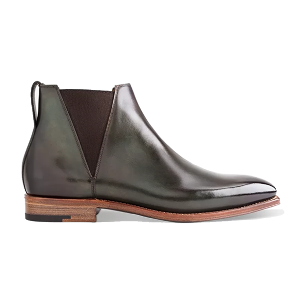 Classic Chelsea Round Toe Shiny Black Boots 636
