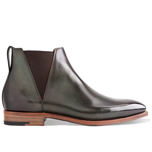 Classic Chelsea Round Toe Shiny Black Boots 636