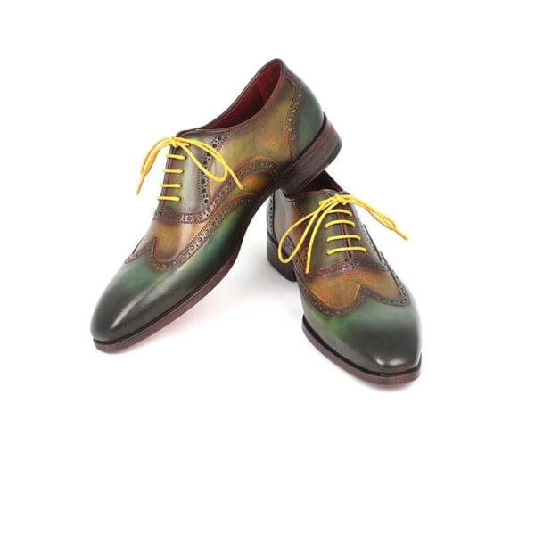 Wingtip Oxford with yellow Lace Up Italian Men Shoes
