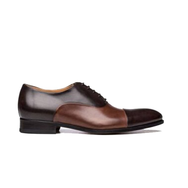 Captoe Oxford Dress up Brown Leather Hand Painted Shoes