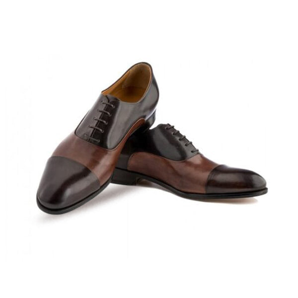 Captoe Oxford Dress up Brown Leather Hand Painted Shoes