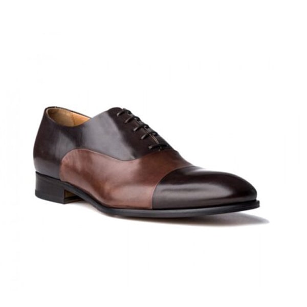 Captoe Oxford Dress up Brown Leather Hand Painted Shoes