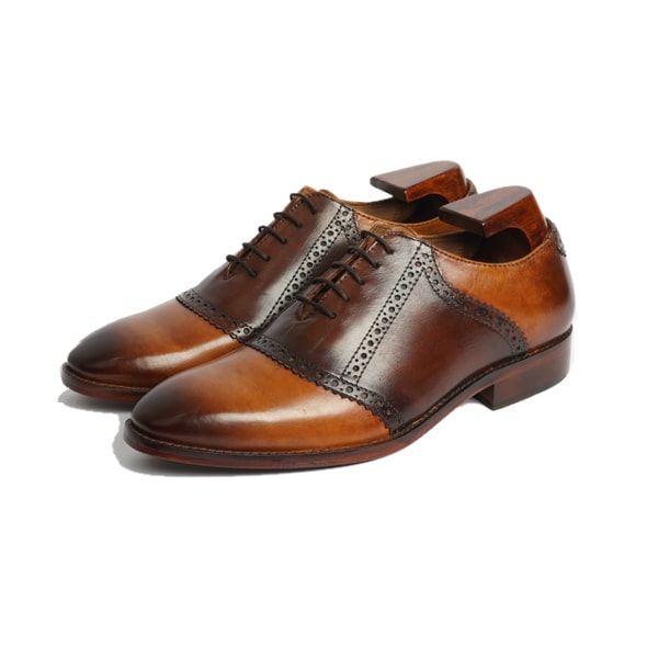 Wingtip Oxford Shade Brown Leather Hand Painted Shoes