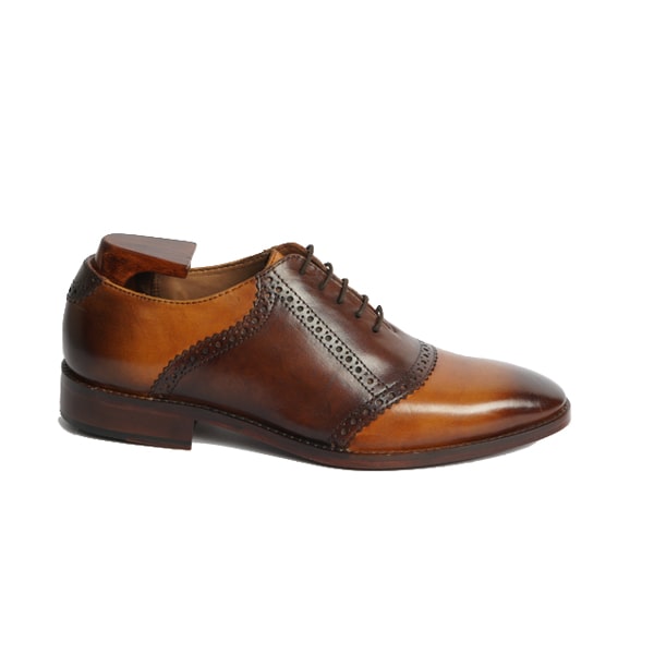 Wingtip Oxford Shade Brown Leather Hand Painted Shoes