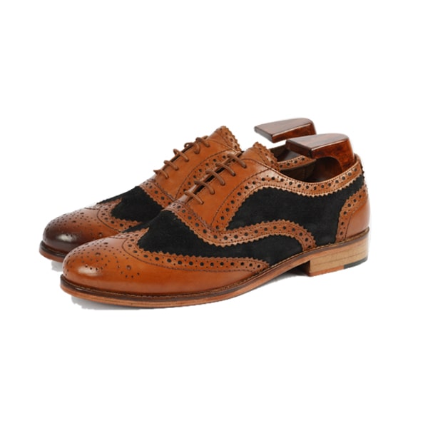Wingtip Oxford Brogue Hand Crafted Shoes with Two Tone Leather