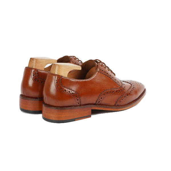 Wingtip Oxford Brogue Brown Hand Colored Leather Shoes