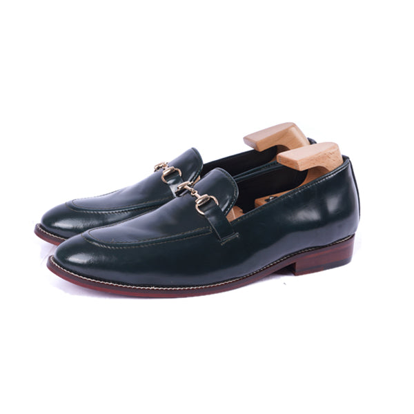 Penny Navy Blue Leather Loafer Shoes Online