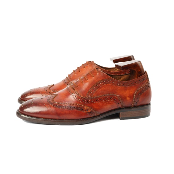 Wingtip Oxford Brogue Shiny Brown Shoes