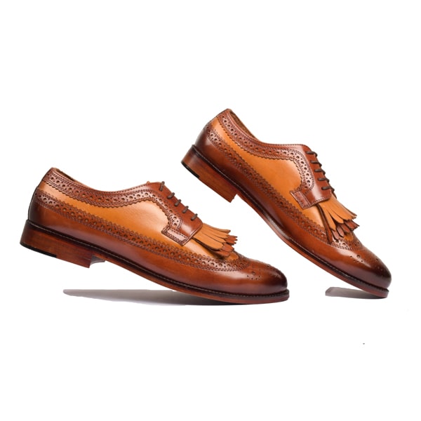 Wingtip Derby Dress Up Shoes Two Tone Leather