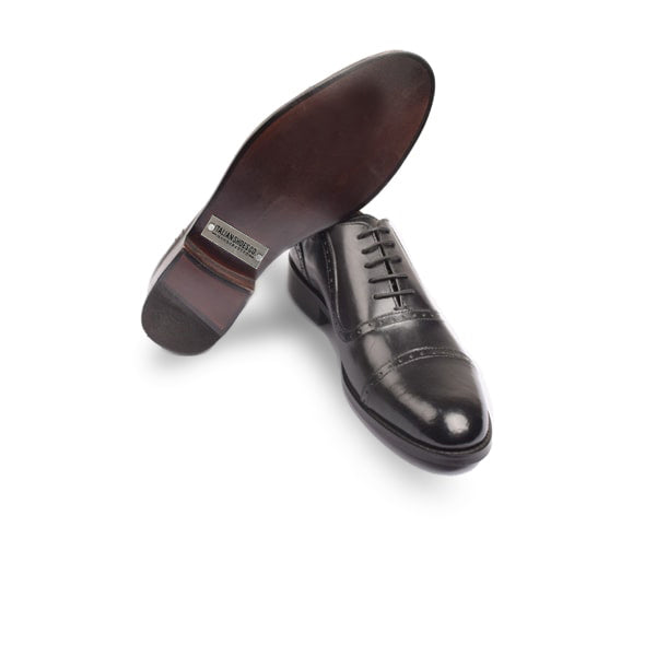 Black Leather Hand Painted Shoes