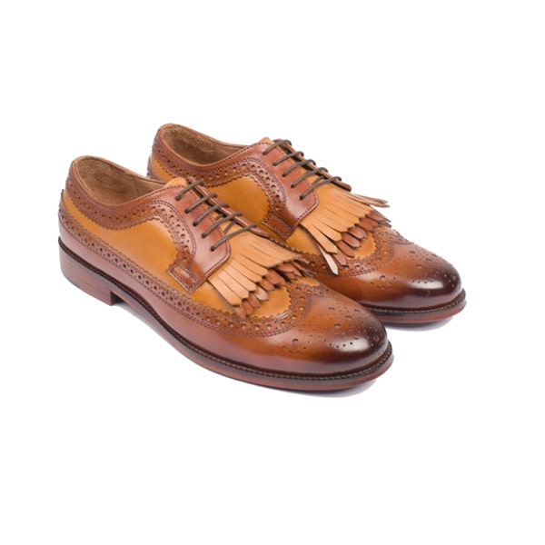 Wingtip Derby Dress Up Shoes Two Tone Leather