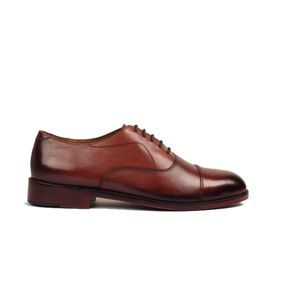 Captoe Classic Lace up Pure Italian Leather Shoes 9/43 / Dark Brown / Rubber