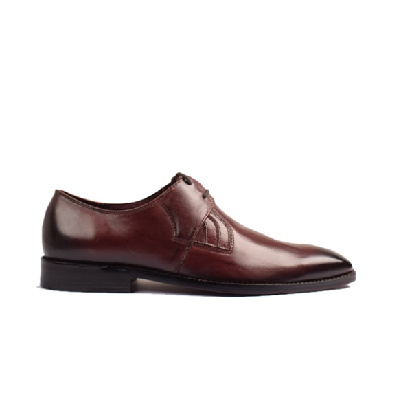 Derby Blucher Burgundy Leather Plain Toe Dress up Shoes