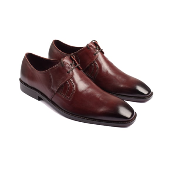 Derby Blucher Burgundy Leather Plain Toe Dress up Shoes
