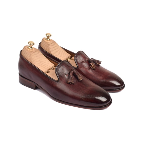 Tassel Burgundy Leather Hand Polished Loafer