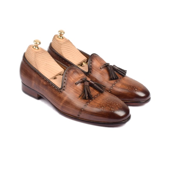 Tassel Brown Hand Painted Patina Leather Loafer