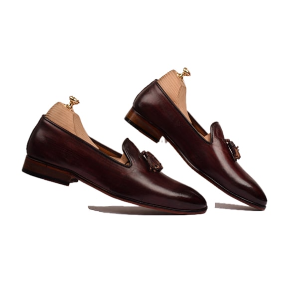 Tassel Burgundy Leather Hand Polished Loafer