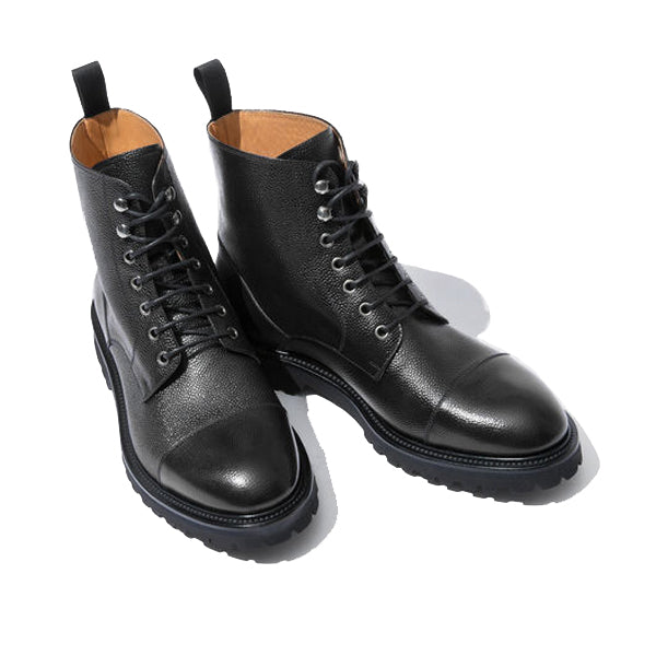 Derby Black Hand Colored Leather High Ankle Boots