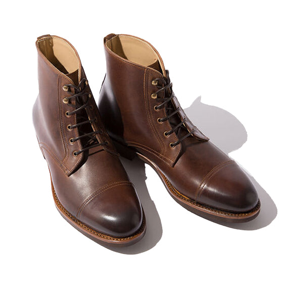 Derby Classy Tan Colored Leather High Ankle Boots