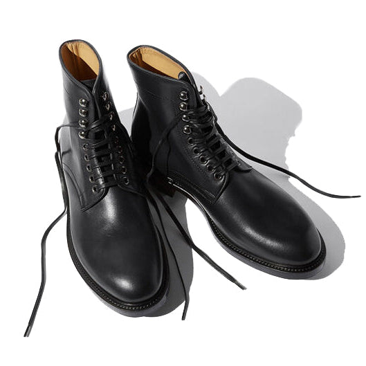 Derby High Ankle Black Colored Leather Boots