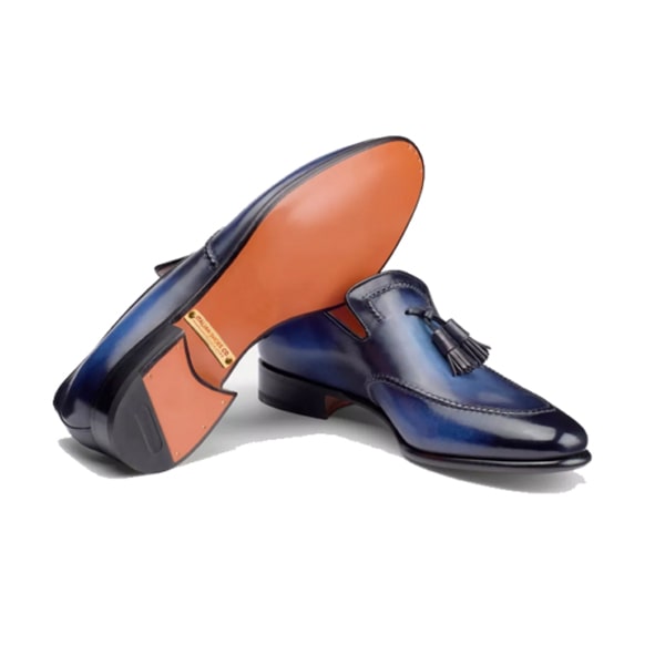 Blue Leather Tassel Loafer