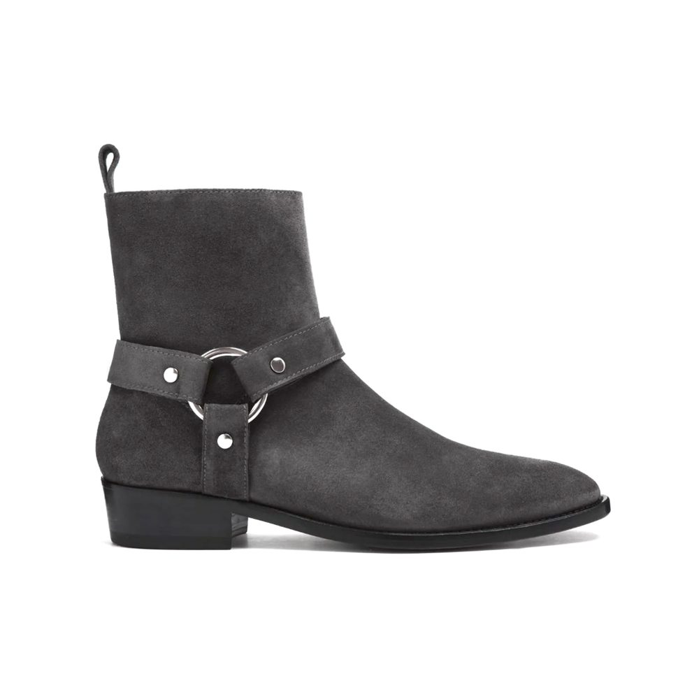Premium Suede Harness Strap Ankle Boots