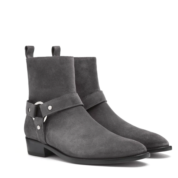 Premium Suede Harness Strap Ankle Boots