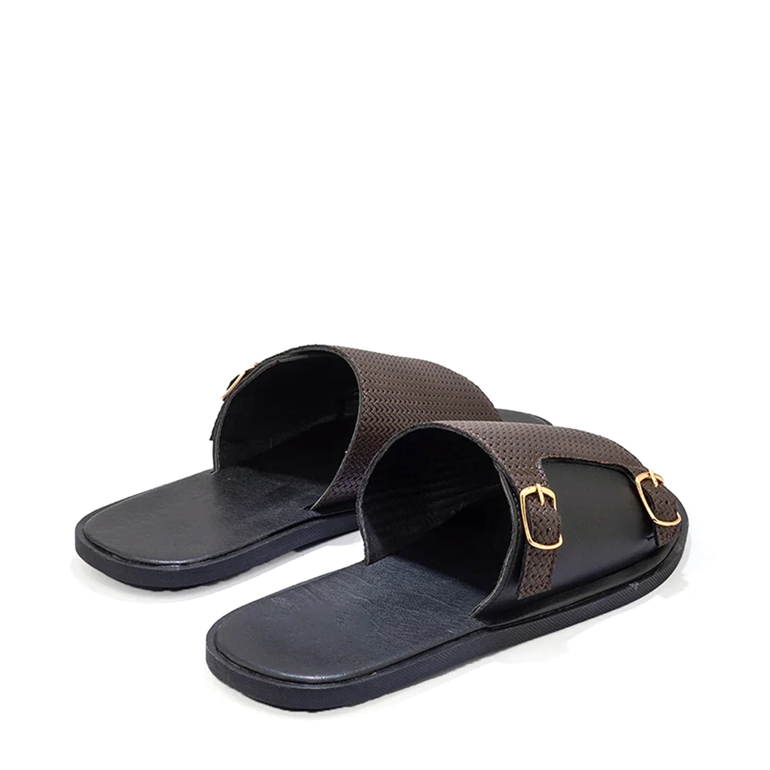 Black brown Double Monk Strap Slip on