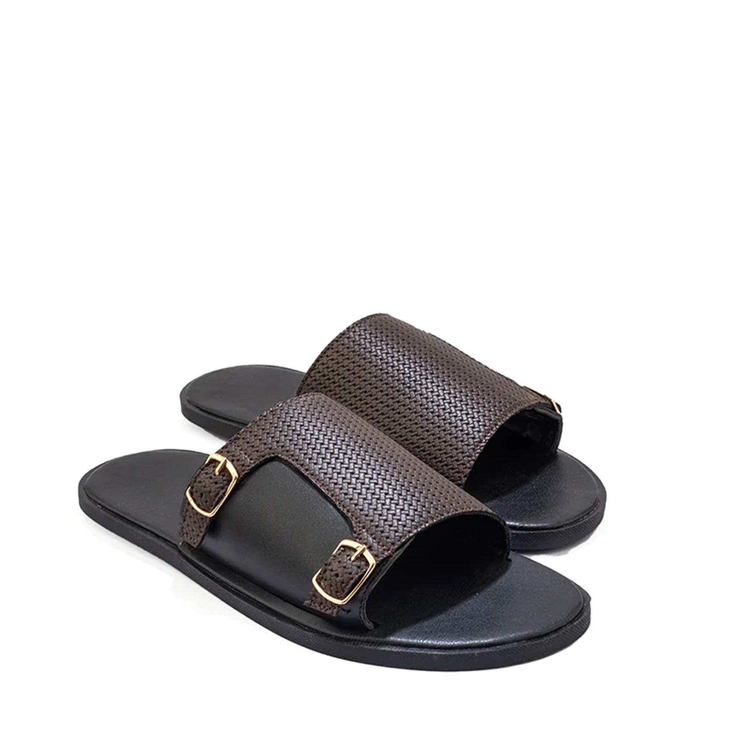 Black brown Double Monk Strap Slip on