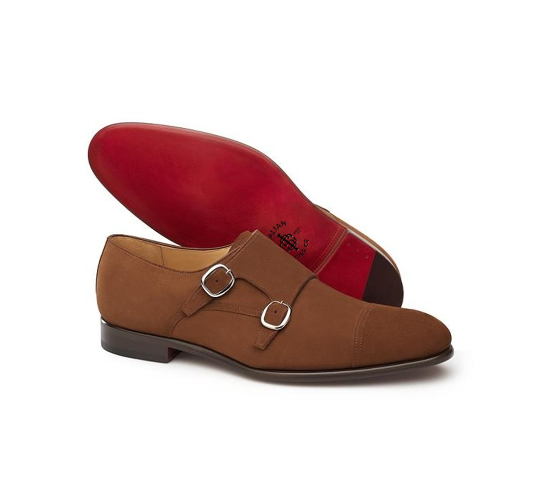 Red monk 2025 strap shoes