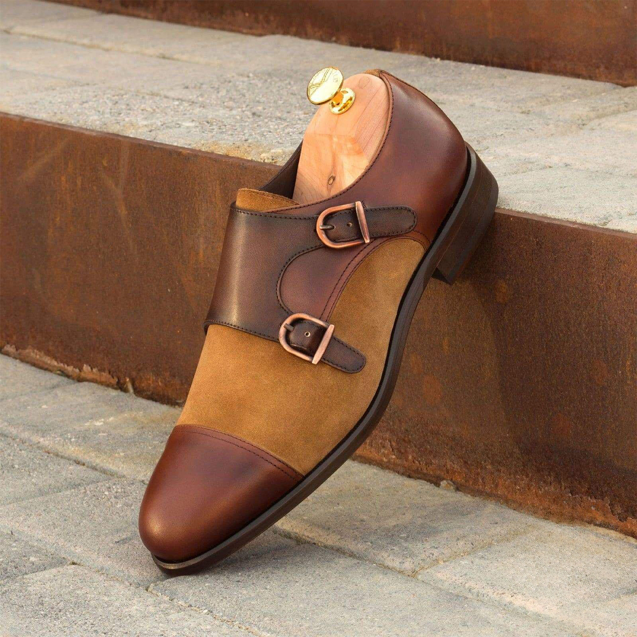 Polished Pair Double Monk Shoes